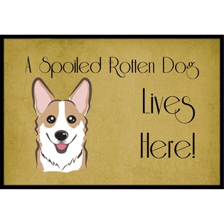 Carolines Treasures Sable Corgi Spoiled Dog Lives Here Indoor and Outdoor Mat- 18 x 27 in. BB1501MAT